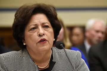 Office of Personnel Management (OPM) Director Katherine Archuleta testifies on Capitol Hill in Washington, Wednesday, June 24, 2015, before the House Oversight and Government Reform Committee hearing on recent cyber attacks. The OPM is under fire for allowing its databases to be plundered by suspected Chinese cyberspies in what is being called one of the worst breaches in U.S. history. (AP Photo/Susan Walsh)