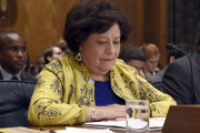 Office of Personnel Management Director Katherine Archuleta testifies before the Senate Homeland Security and Governmental Affairs Committee on Capitol Hill in Washington, Thursday, June 25, 2015, during a hearing on Federal Cybersecurity and the OPM Data Breach. (AP Photo/Susan Walsh)