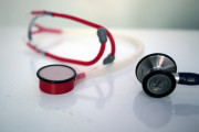 In this Monday, Sept. 7, 2015 photo, a 3D printed stethoscope, left, is seen next to a traditional medical stethoscope in Gaza City. In a territory lacking many basic medical supplies, Dr. Tarek Loubani says he has designed a stethoscope that can be made by a 3-D printer for just $2.50 _ a fraction of the cost of leading brands. Some doctors say the equipment is just as good. (AP Photo/ Khalil Hamra)