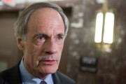 Senate Homeland Security Committee Chairman Tom Carper, D-Del., speaks with reporters following a committee hearing on recent Secret Service agents behavior, on Capitol Hill in Washington, Tuesday, April 1, 2014. (AP Photo/Cliff Owen)