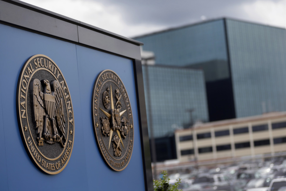 FILE - This June 6, 2013, file photo, shows a sign outside the National Security Administration (NSA) campus in Fort Meade, Md. In the wake of the San Bernardino, California, shootings, Republican presidential candidates Marco Rubio, Jeb Bush, Chris Christie and Lindsey Graham are complaining that U.S. intelligence agencies have lost their authority to collect bulk data on nearly all U.S. phone calls under a controversial National Security Agency surveillance program. All four candidates have overstated their case. (AP Photo/Patrick Semansky, File)