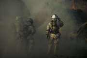 U.S. Marines put out the last few spot fires on an engulfed aircraft during a training exercise with Royal Thai Sailors as part of exercise Cobra Gold 16 at Utapao, Thailand, Feb. 19, 2016. The Marines and Thai Sailors trained together throughout the exercise to build relationships and skills. Cobra Gold is a multi-national exercise designed to increase cooperation and interoperability between participating nations in the Asia-Pacific. The Marines are with the aircraft rescue and firefighting section with Marine Wing Support Squadron 172, Marine Aircraft Group 36. 1st Marines Aircraft Wing, III Marine Expeditionary Force. (U.S. Marine Corps photo by Cpl. William Hester/ Released)