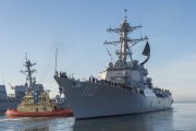 160119-N-SF984-012
SAN DIEGO  (Jan. 19, 2016) The Arleigh Burke-class guided-missile destroyer USS William P. Lawrence (DDG 110) departs its homeport in San Diego for a scheduled deployment Jan. 19, 2016. William P. Lawrence is part of the Great Green Fleet, an initiative optimizing energy use to increase optimal range, endurance and payload, turning energy into a force multiplier. (U.S. Navy photo by Mass Communication Specialist 3rd Class Chelsea Troy Milburn/Released)