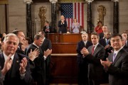 Members of Congress, the Cabinet, and Supreme Court applaud as President Barack Obama enters the House Chamber to deliver his State of the Union address to a joint session of Congress, Jan. 27, 2010. (Official White House Photo by Pete Souza)