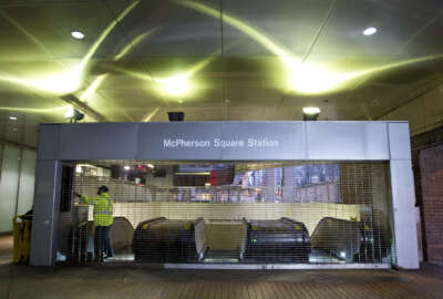 Metro employee shuts down escalators to the McPherson Square Station in Washington, Wednesday, March 16, 2016. The Metro subway system that serves the nation's capital and its Virginia and Maryland suburbs shut down for a full-day fo an emergency safety inspection of its third-rail power cables. Making for unusual commute, as the lack of service is forcing some people on the roads, while others are staying home or teleworking. (AP Photo/Pablo Martinez Monsivais)