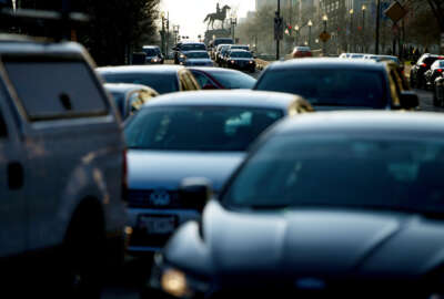 Morning traffic builds on Massachusetts Avenue, in Washington, Wednesday, March 16, 2016. The Metro subway system that serves the nation's capital and its Virginia and Maryland suburbs shut down for a full-day for an emergency safety inspection of its third-rail power cables. Making for unusual commute, as the lack of service is forcing some people on the roads, while others are staying home or teleworking. (AP Photo/Andrew Harnik)
