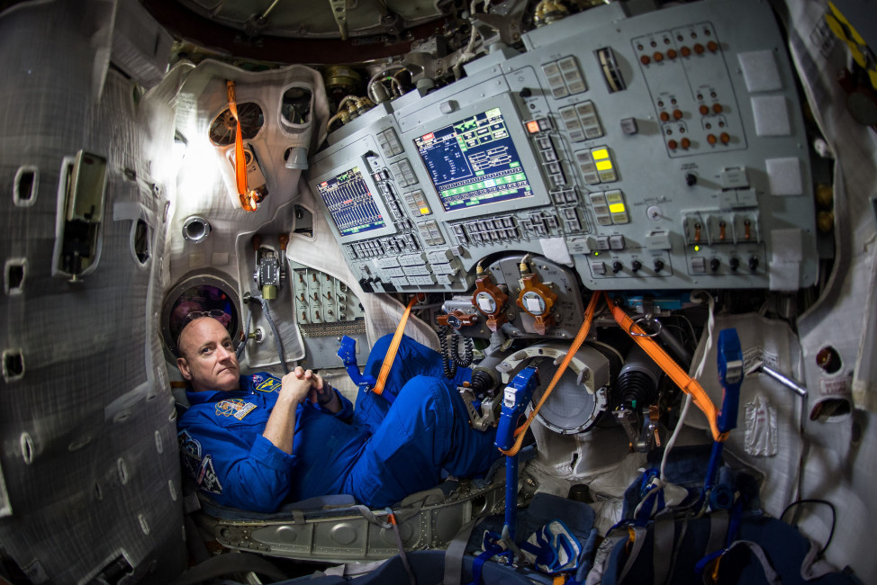 NASA Astronaut Scott Kelly is seen inside a Soyuz simulator at the Gagarin Cosmonaut Training Center (GCTC), Wednesday, March 4, 2015 in Star City, Russia. Kelly, along with Expedition 43 Russian cosmonaut Mikhail Kornienko of the Russian Federal Space Agency (Roscosmos), and Russian cosmonaut Gennady Padalka of Roscosmos were at GCTC for the second day of qualification exams in preparation for their launch to the International Space Station onboard a Soyuz TMA-16M spacecraft from the Baikonur Cosmodrome in Kazakhstan March 28, Kazakh time. As the one-year crew, Kelly and Kornienko will return to Earth on Soyuz TMA-18M in March 2016. Photo Credit: (NASA/Bill Ingalls)