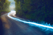 Fiber optic cable running above ground in the British Countryside