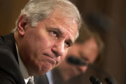 Federal Deposit Insurance Corporation (FDIC) Acting Chairman Martin Gruenberg, left, and Consumer Financial Protection Bureau Director Richard Cordray, testify on Capitol Hill, in Washington Wednesday, June 6, 2012, before the Senate Banking Committee hearing on "Implementing Wall Street Reform: Enhancing bank supervision and reducing systemic risk" .  (AP Photo/Manuel Balce Ceneta)