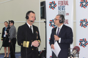 Federal Drive host Tom Temin, right, interviews Adm. John Richardson, the Chief of Naval Operations, at the 2016 Sea-Air-Space Exposition Monday, May 16, at the Gaylord National Convention Center in National Harbor, Maryland.