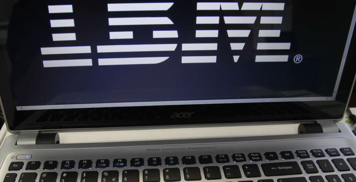 FILE - In this July 16, 2013, file photo, an IBM logo is displayed in Berlin, Vt. IBM reports financial results Monday, July 18, 2016. (AP Photo/Toby Talbot, File)