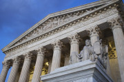 FILE - In this Feb. 13, 2016 file photo, the Supreme Court building at seen sunset in Washington. The Supreme Court’s order blocking a transgender male from using the boys’ restroom at his Virginia school underscores how the presidential election results will shape the high court. One of the court’s nine seats has been vacant since Justice Antonin Scalia died in February, and as many as three older justices could retire in the coming years. (AP Photo/Jon Elswick, File)