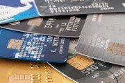 Stack of credit cards, selective focus, backgound, close up