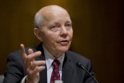 FILE - In this Feb. 10, 2016 file photo, Internal Revenue Service (IRS) Commissioner John Koskinen testifies on Capitol Hill in Washington. House conservatives on July 13, 2016, have taken the first step to force an impeachment vote on Koskinen. Conservatives accuse Koskinen of gross negligence, arguing he stonewalled their investigation into IRS targeting of conservative groups. (AP Photo/Manuel Balce Ceneta, File)