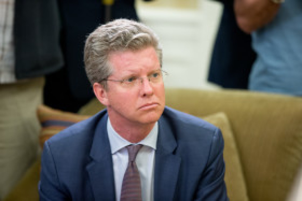 Budget Director Shaun Donovan listens as President Barack Obama speaks to members of the media after receiving a briefing on the ongoing response to the Zika virus from members of his public health team in the Oval Office at the White House in Washington, Friday, May 20, 2016. The Senate appears ready to pass a $1.1 billion bipartisan bill that falls short of the $1.9 billion in emergency funding to combat the Zika virus requested by the Obama Administration. (AP Photo/Andrew Harnik)