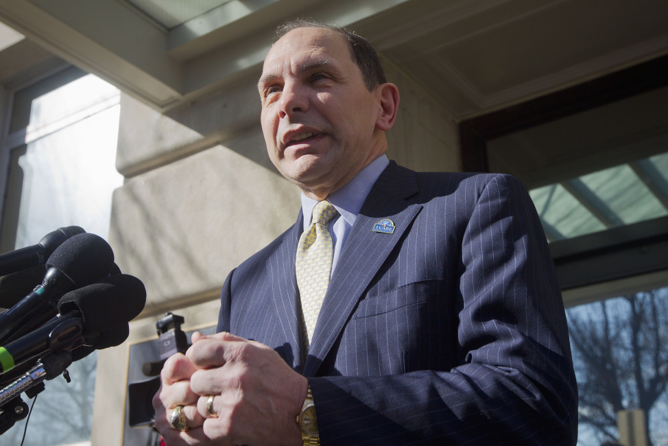 FILE - In this Feb. 24, 2015 file photo, Veteran Affairs Secretary Robert McDonald speaks to reporters outside VA Headquarters in Washington. McDonald is pushing back against claims by members of Congress that the VA has not fired enough people to turn around the scandal-plagued agency. McDonald told a Senate panel Thursday,Jan. 21, 2016, that you cant fire your way to excellence. Instead, he said the VA must inspire its 340,000 workers to do better while recruiting and hiring new employees who understand the agencys mission.  (AP Photo/Pablo Martinez Monsivais, File)