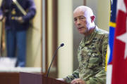 Lt. Gen. Charles Luckey, chief of the Army Reserve addresses soldiers at Fort Bragg (U.S. Army  photo by Master Sgt. Mark Bell)