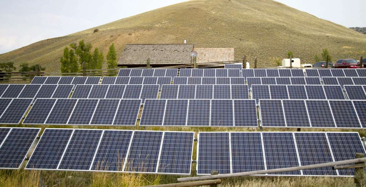 FILE - This Aug. 27, 2015, file photo shows a solar power array that is part of sustainability improvements at the Lamar Buffalo Ranch in Yellowstone National Park, Wyo. In recent years, huge solar and wind farms have sprouted up on public desert land in the Western United States buoyed by generous federal tax credits. A group of lawmakers in the most Republican statehouse in the country is bucking the nationwide trend toward stricter renewable energy requirements with a plan to do the opposite: Require utilities to get their electricity from fossil fuels or face fines. (Ryan Jones/Jackson Hole News & Guide via AP, File)