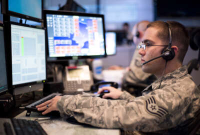 Staff Sgt. Micah McDonald, a air surveillance technician with the 176th Air Defense Squadron, Alaska Air National Guard, evaluates radar data during exercise Fencing Rice on JBER, June 14, 2016. Fencing Rice is a local exercise designed to test the unit’s Air Defense response. The 176 ADS employs surveillance, identification, weapons control and data links in support of the Alaskan NORAD region’s 24/7/365 mission to watch and protect the skies over 1.3 million square miles of Alaskan airspace. (U.S. Air National Guard photo by Staff Sgt. Edward Eagerton/released)