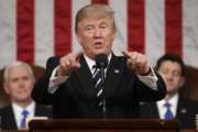 President Donald Trump addresses a joint session of Congress on Capitol Hill in Washington, Tuesday, Feb. 28, 2017, as Vice President Mike Pence and House Speaker Paul Ryan of Wis., listen.  (Jim Lo Scalzo/Pool Image via AP)