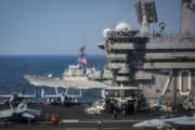 170322-N-GD109-315
U.S. 7TH FLEET AREA OF OPERATIONS (March 22, 2017) The aircraft carrier USS Carl Vinson (CVN 70), foreground, and the guided-missile destroyer USS Stethem (DDG 63) participate in a photo exercise during Operation Foal Eagle. The Carl Vinson Carrier Strike Group is on a regularly scheduled Western Pacific deployment as part of the U.S. Pacific Fleet-led initiative to extend the command and control functions of U.S. 3rd Fleet. U.S Navy aircraft carrier strike groups have patrolled the Indo-Asia-Pacific regularly and routinely for more than 70 years. (U.S. Navy photo by Mass Communication Specialist 2nd Class Z.A. Landers/Released)