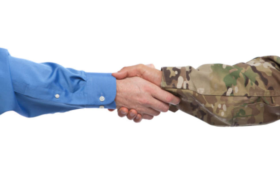 Military and Businessman Handshake