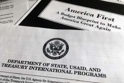 A portion of President Donald Trump's first proposed budget, focusing on the Department of State, USAID and Treasury International Programs, and released by the Office of Management and Budget, is photographed in Washington, Wednesday, March 15, 2017. The United Nations and dozens of its affiliated agencies are facing deep funding cuts and possibly an end to U.S. contributions, as the Trump administration seeks to trim billions of dollars from diplomacy and development assistance in next year’s budget. (AP Photo/Jon Elswick)