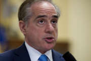 Secretary of Veterans Affairs David Shulkin, addresses the House Veterans' Affairs Committee's hearing on the Veterans Affairs community care program, on Captiol Hill in Washington, Tuesday, March 7, 2017. (AP Photo/Cliff Owen)