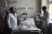 An injured soldier recovers in a hospital after Friday's attack at a military compound in Mazar-e-Sharif province north of Kabul, Afghanistan, Saturday, April 22, 2017.  Gunmen wearing army uniforms stormed a military compound in the Balkh province, killing at least eight soldiers and wounding 11 others, an Afghan government official said Friday. (AP Photo)