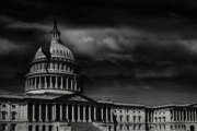 The United States capitol building with a crack in the dome -- corruption or broken politics concept