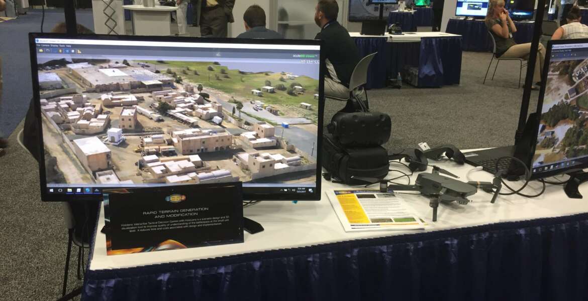 A screen showing a virtual map of Camp Lejeune created by photos taken from a drone.