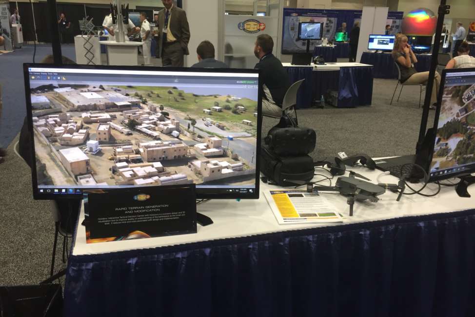 A screen showing a virtual map of Camp Lejeune created by photos taken from a drone.