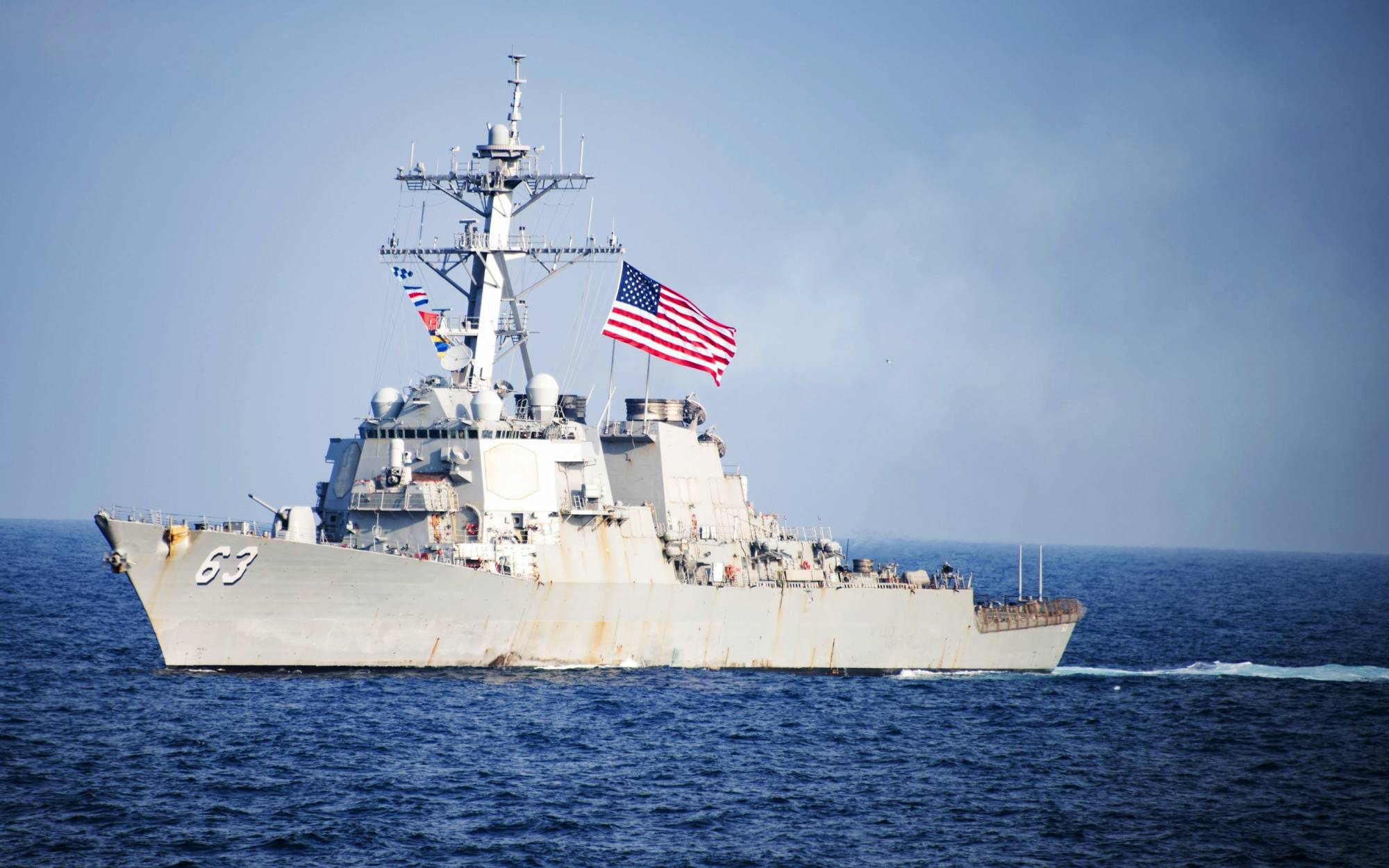 In this March 22, 2017, photo provided by U.S. Navy, U.S. Navy destroyer USS Stethem transits waters east of the Korean Peninsula during a photo exercise including the U.S. Navy and South Korean Navy during the Operation Foal Eagle. China’s foreign ministry is strongly protesting the U.S. Navy destroyer USS Stethem’s sailing within 12 nautical miles (22 kilometers) of tiny Triton island that is claimed by China, Taiwan and Vietnam.
Spokesman Lu Kang said China dispatched naval ships and fighter planes Sunday, July 2, 2017 to “warn off the U.S. vessel.” The U.S. Pacific Fleet had no comment on China's statement or specifics about the Stethem's operations. (Mass Communication Specialist 3rd Class Kurtis A. Hatcher/U.S. Navy via AP)