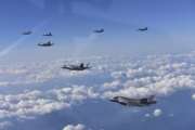 In this photo provided by South Korea Defense Ministry, U.S. Air Force F-35 stealth fighter jets and South Korean F-15 fighter jets fly over the Korean Peninsula, South Korea, Thursday, Aug. 31, 2017. The United States flew some of its most advanced warplanes in bombing drills with ally South Korea on Thursday, a clear warning after North Korea launched a midrange ballistic missile designed to carry nuclear bombs over Japan earlier this week, South Korea's military said. North Korea hates such displays of U.S. military might at close range and will likely respond with fury. (South Korea Defense Ministry via AP)