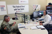 Federal Drive host Tom Temin, right, interviews Lt. Gen. Todd Semonite, the Army's commander and chief of engineers.