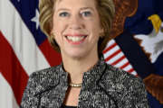 Ellen Lord, Under Secretary of Defense (Aquisition, Technology and Logistics), poses for her official portrait in the Army portrait studio at the Pentagon in Arlington, Virginia, Aug 10, 2017.  (U.S. Army photo by Monica King/Released)