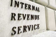 Sign on Internal Revenue Service building, Washington, DC