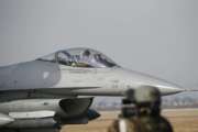 A U.S. Air Force F-16 fighter jet takes part in a joint aerial drills called Vigilant Ace between U.S and South Korea, at the Osan Air Base in Pyeongtaek, South Korea, Wednesday, Dec. 6, 2017. The five-day drill is meant to improve the allies' wartime capabilities and preparedness, South Korea's defense ministry said. (Kim Hong-Ji/Pool Photo via AP)