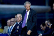 Former NASA Administrator Dr. Michael Griffin arrives to speak on a panel during the National Space Council's first meeting titled 'Leading the Next Frontier: An Event with the National Space Council' at the Steven F. Udvar-Hazy Center, Thursday, Oct. 5, 2017, in Chantilly, Va. (AP Photo/Andrew Harnik)