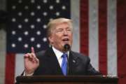 President Donald Trump delivers his first State of the Union address in the House chamber of the U.S. Capitol to a joint session of Congress Tuesday, Jan. 30, 2018 in Washington. (Win McNamee/Pool via AP)