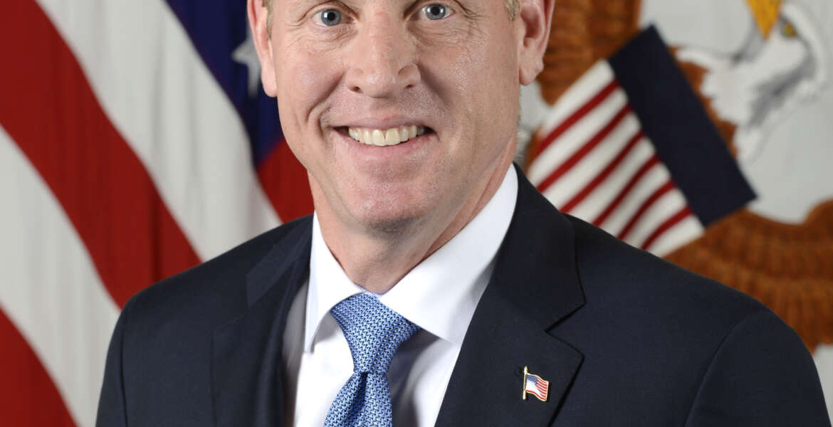 Patrick M. Shanahan, Deputy Secretary of Defense, poses for his official portrait in the Army portrait studio at the Pentagon in Arlington, Virginia, July 19, 2017.  (U.S. Army photo by Monica King/Released)
