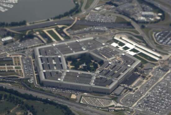 FILE - In this June 3, 2011, file photo, the Pentagon is seen from air from Air Force One. It’s the biggest budget the Pentagon has ever seen: $700 billion. That’s far more in defense spending than America’s two nearest competitors, China and Russia, and will mean the military can for the bill for thousands more troops, more training, more ships and a lot else. (AP Photo/Charles Dharapak, File)