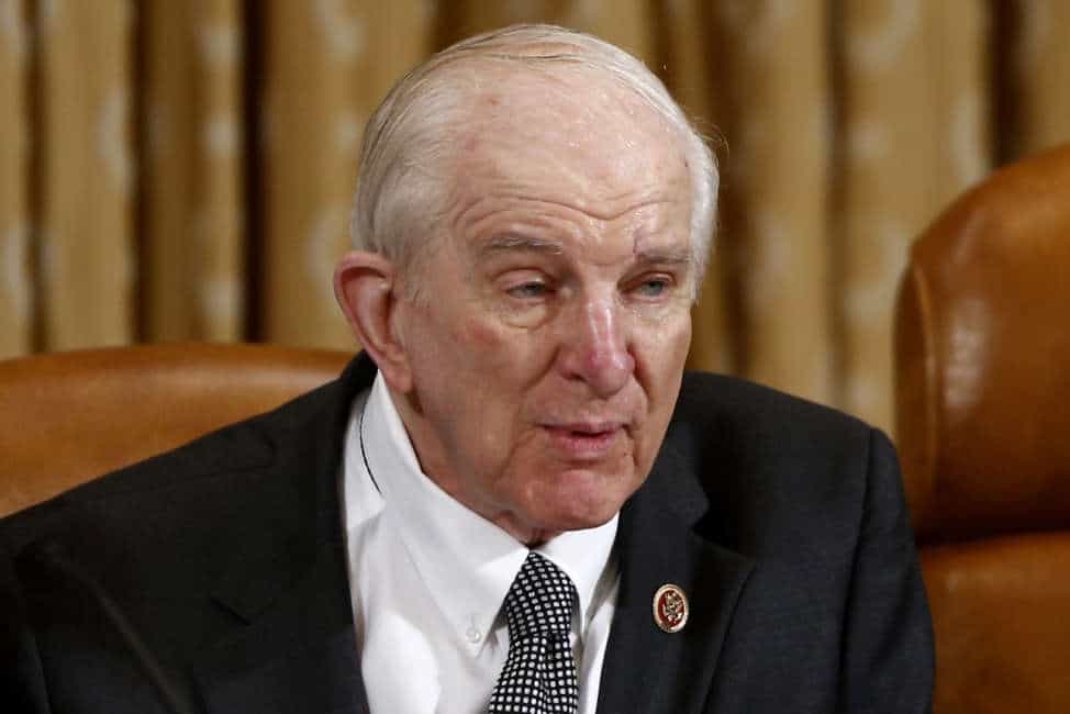 FILE - In this June 4, 2013 file photo, Rep. Sam Johnson, R-Texas speaks on Capitol Hill in Washington. He is one of four veteran Texas Republicans who are quitting Congress, meaning their state will be trading House seniority for newcomers who may be even more conservative.(AP Photo/Charles Dharapak, File)