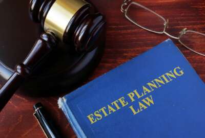 Book with title estate planning law and a gavel.