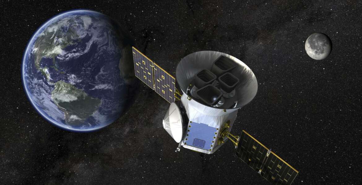 This image made available by NASA shows an illustration of the Transiting Exoplanet Survey Satellite (TESS). Scheduled for an April 2018 launch, the spacecraft will prowl for planets around the closest, brightest stars. These newfound worlds eventually will become prime targets for future telescopes looking to tease out any signs of life. (NASA via AP)