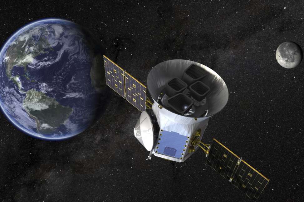 This image made available by NASA shows an illustration of the Transiting Exoplanet Survey Satellite (TESS). Scheduled for an April 2018 launch, the spacecraft will prowl for planets around the closest, brightest stars. These newfound worlds eventually will become prime targets for future telescopes looking to tease out any signs of life. (NASA via AP)