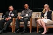 Darren Ash, left, assistant CIO for the Farm Production and Conservation Mission Area at USDA; Gary Washington, center, USDA CIO; and Joanne Collins-Smee, deputy commissioner in GSA’s Federal Acquisition Service and director of the Technology Transformation Service.