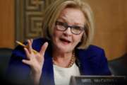 Senate Finance Committee member Sen. Claire McCaskill, D-Mo., questions Alex Azar during a Senate Finance Committee hearing on Capitol Hill in Washington, Tuesday, Jan. 9, 2018, to consider Azar's nomination to be Secretary of Health and Human Services. (AP Photo/Carolyn Kaster)