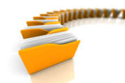 Yellow Office Document Folders On White Background. 3d Render Illustration