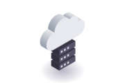 Computer Cloud icon, illustration, vector symbol in flat isometric 3D style isolated on white background.